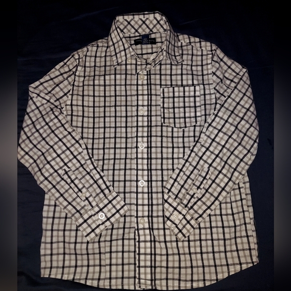 Boys Size 7 French Toast Black & White Plaid Button Down Shirt - Picture 1 of 5